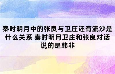 秦时明月中的张良与卫庄还有流沙是什么关系 秦时明月卫庄和张良对话说的是韩非